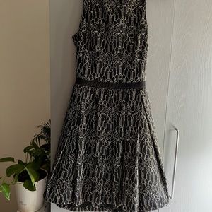 Gold and black open baked short dress